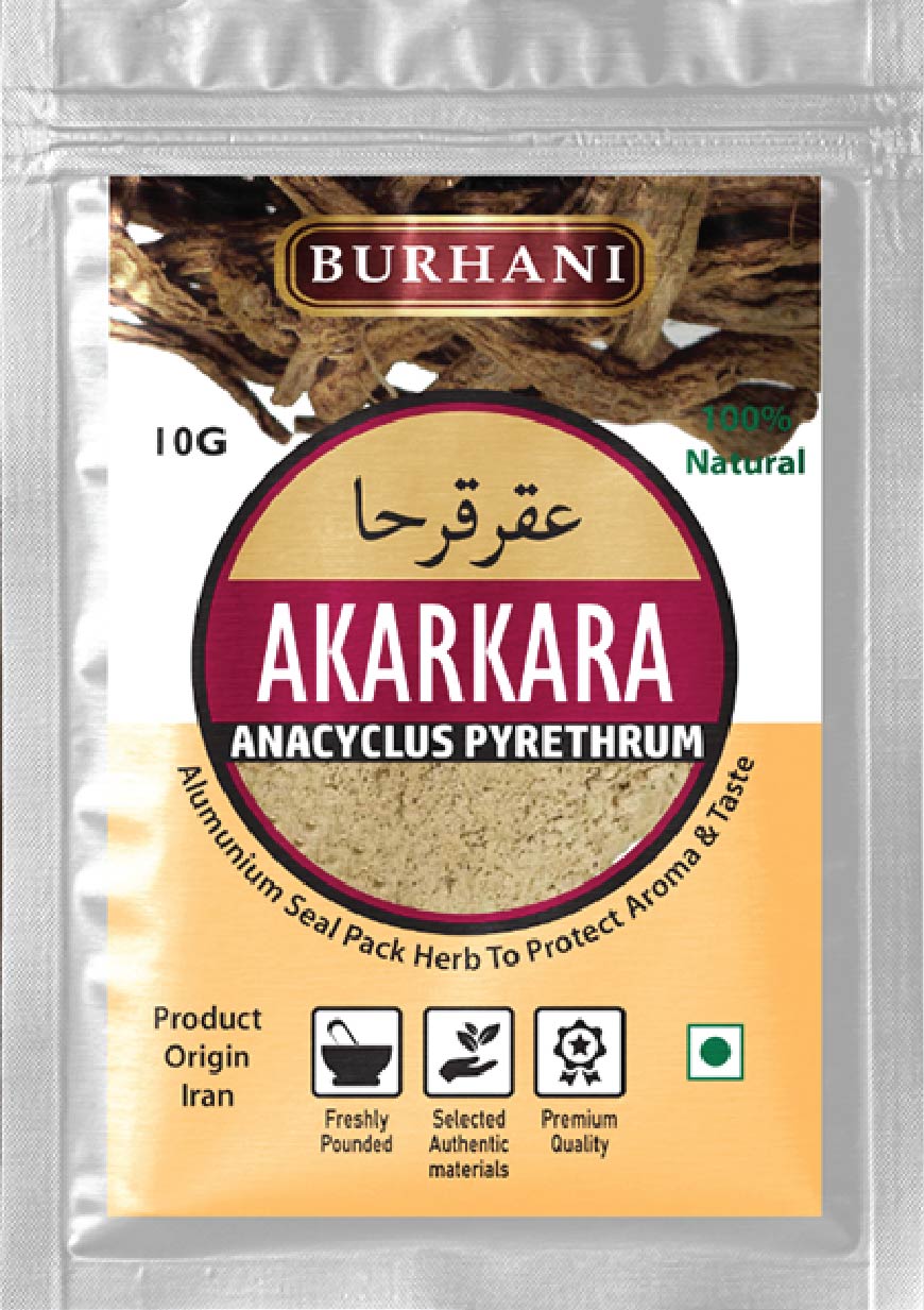 Burhani Akarkara Powder -ANACYCLUS PYRETHRUM Grounded Pack 10gm