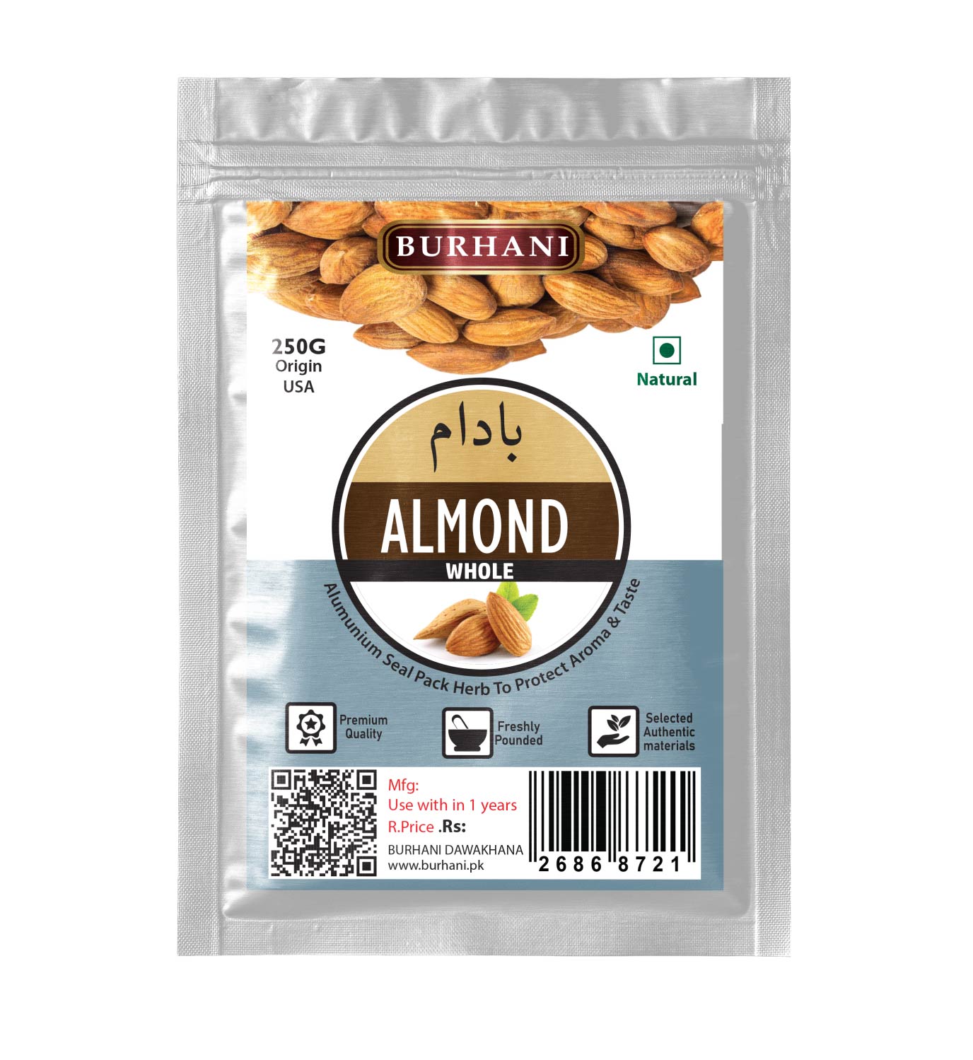Burhani Fresh Almond (USA) 100gm